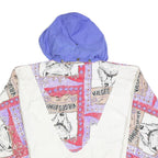 VILGES KUMPE Womens White & Purple Print Zip Jacket L Polyester Blend Hooded