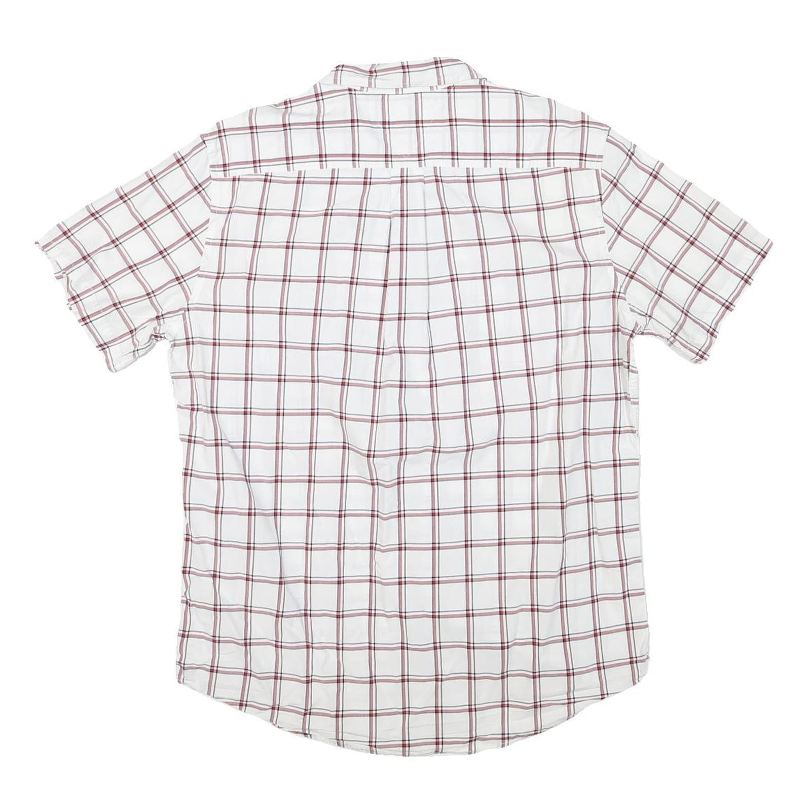 TOMMY HILFIGER Mens White & Maroon Check Shirt M Cotton Blend Casual Shirt