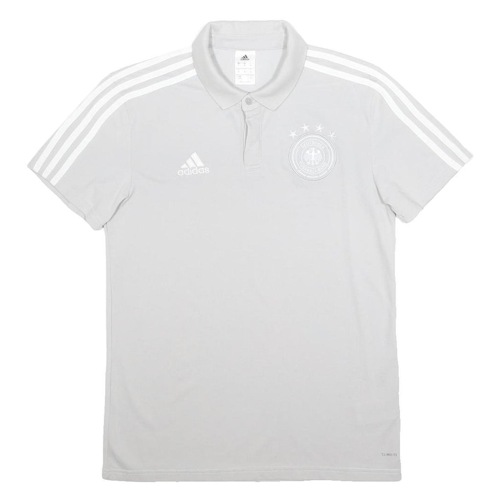 ADIDAS Womens Grey & White Football Polo Shirt M Climalite Short Sleeve Athletic
