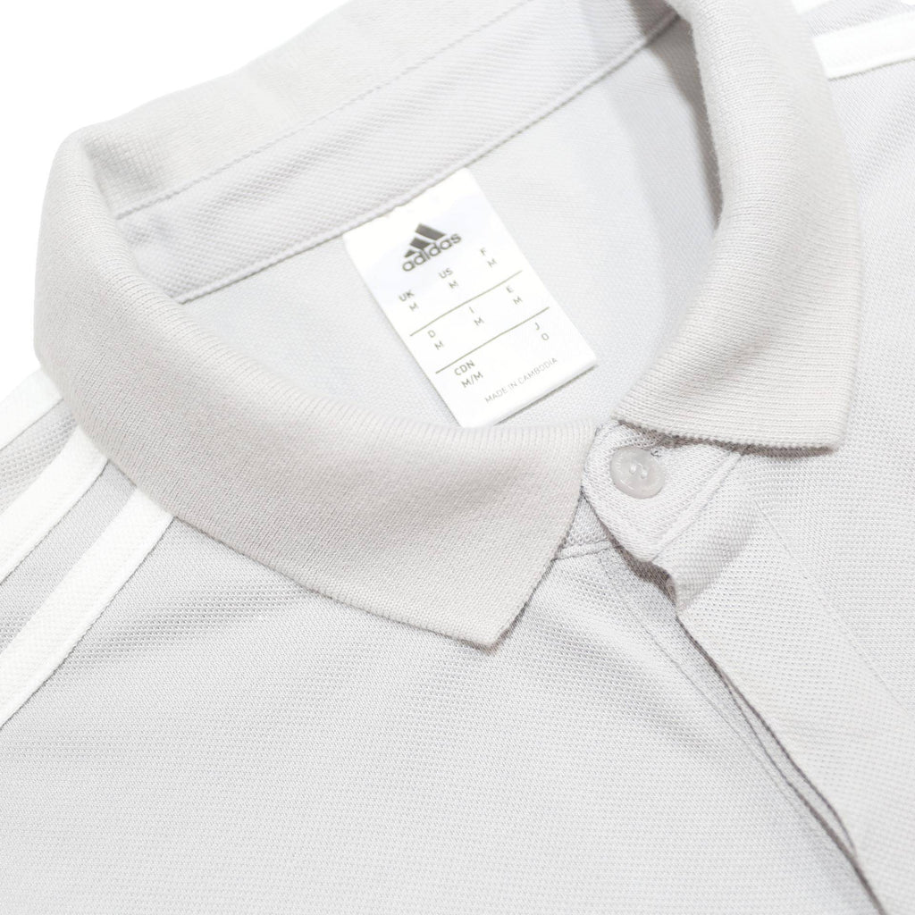 ADIDAS Womens Grey & White Football Polo Shirt M Climalite Short Sleeve Athletic