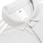 ADIDAS Womens Grey & White Football Polo Shirt M Climalite Short Sleeve Athletic
