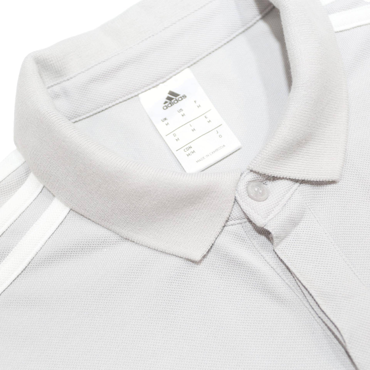 ADIDAS Womens Grey & White Football Polo Shirt M Climalite Short Sleeve Athletic