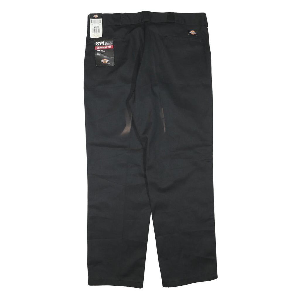 DICKIES Mens Polyester Blend Black Regular Fit Straight Leg Trousers W40 L32