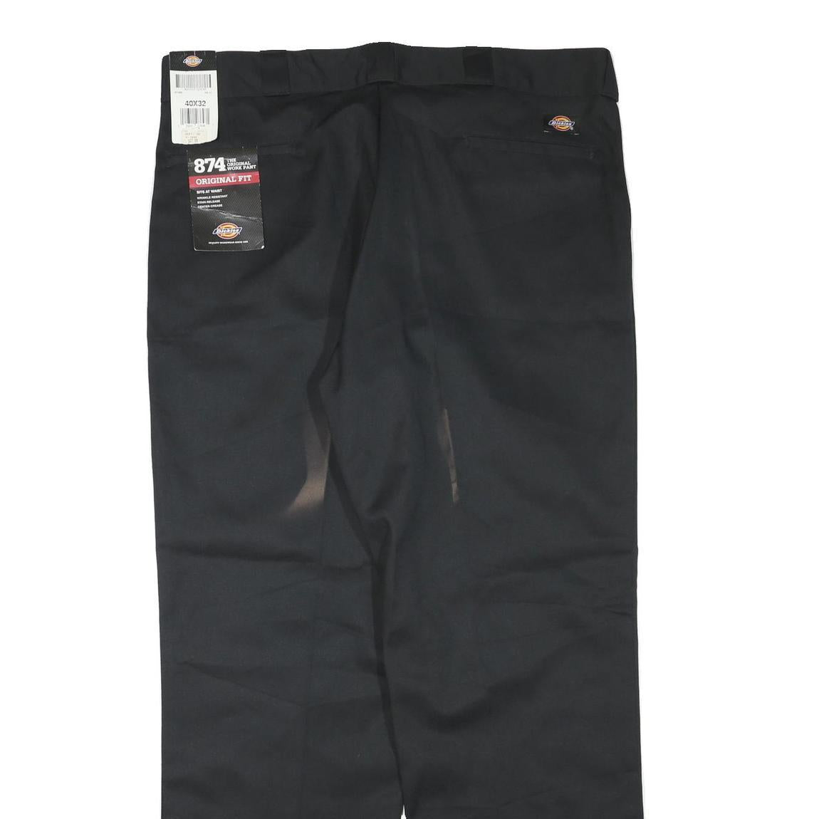 DICKIES Mens Polyester Blend Black Regular Fit Straight Leg Trousers W40 L32