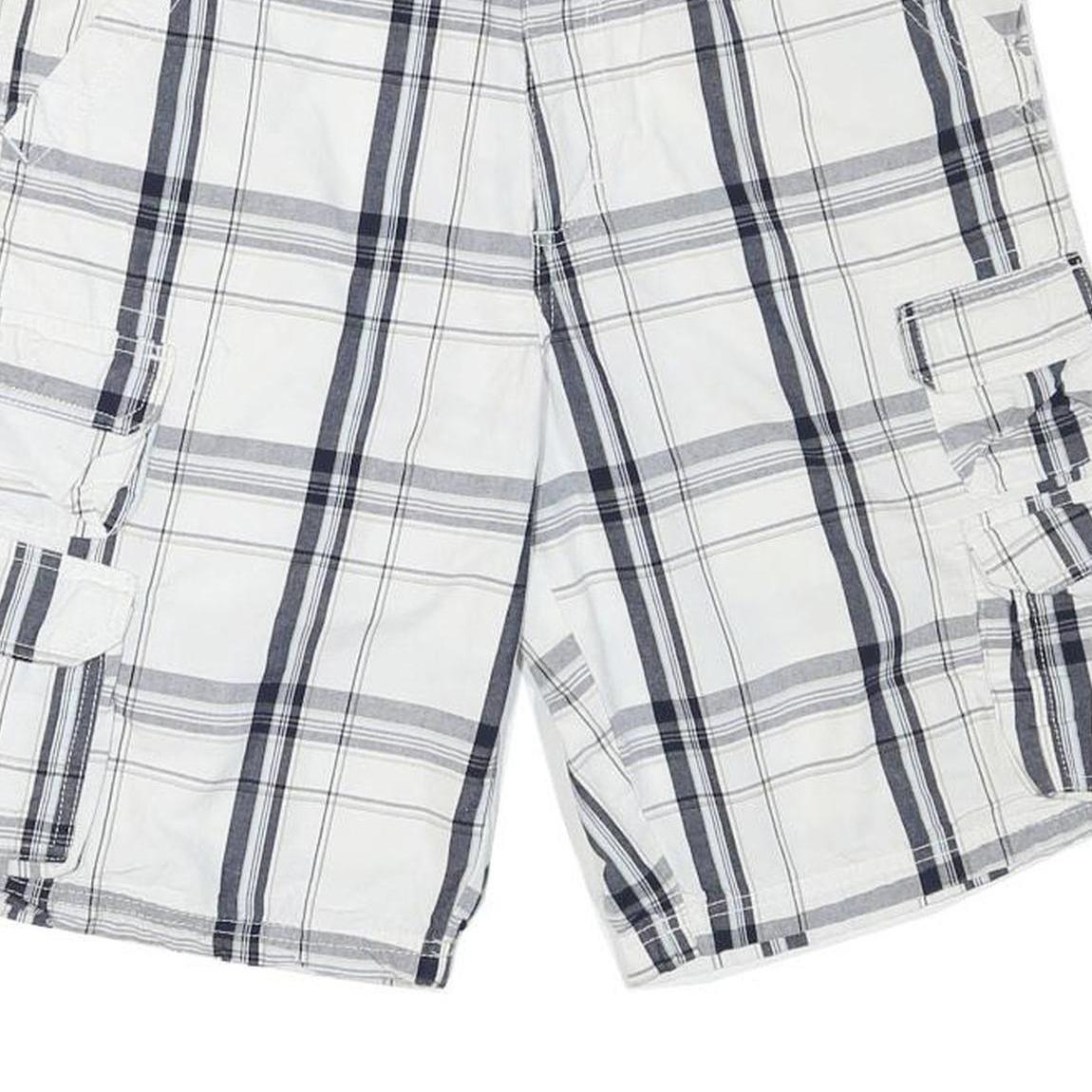 LEE Mens Shorts White & Grey Check Cargo L W33 Comfort Style Pocketed