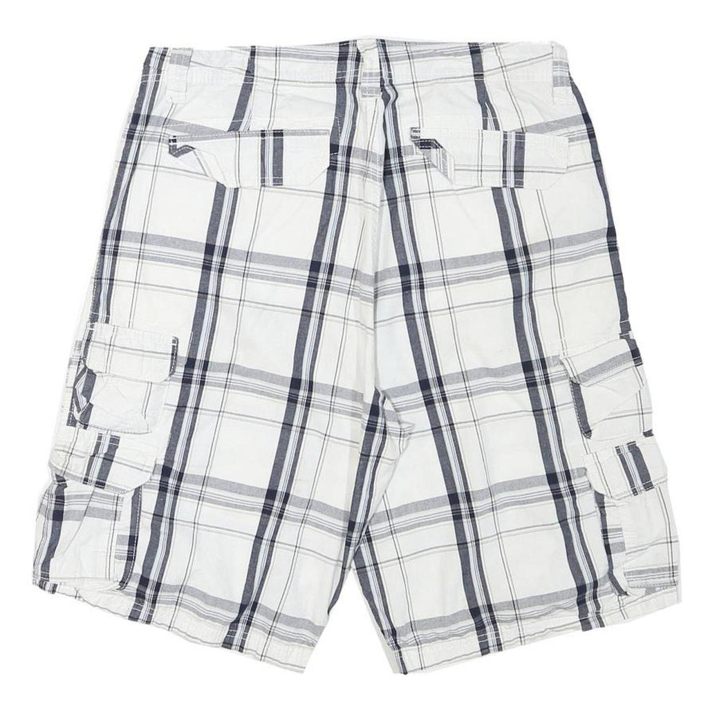 LEE Mens Shorts White & Grey Check Cargo L W33 Comfort Style Pocketed
