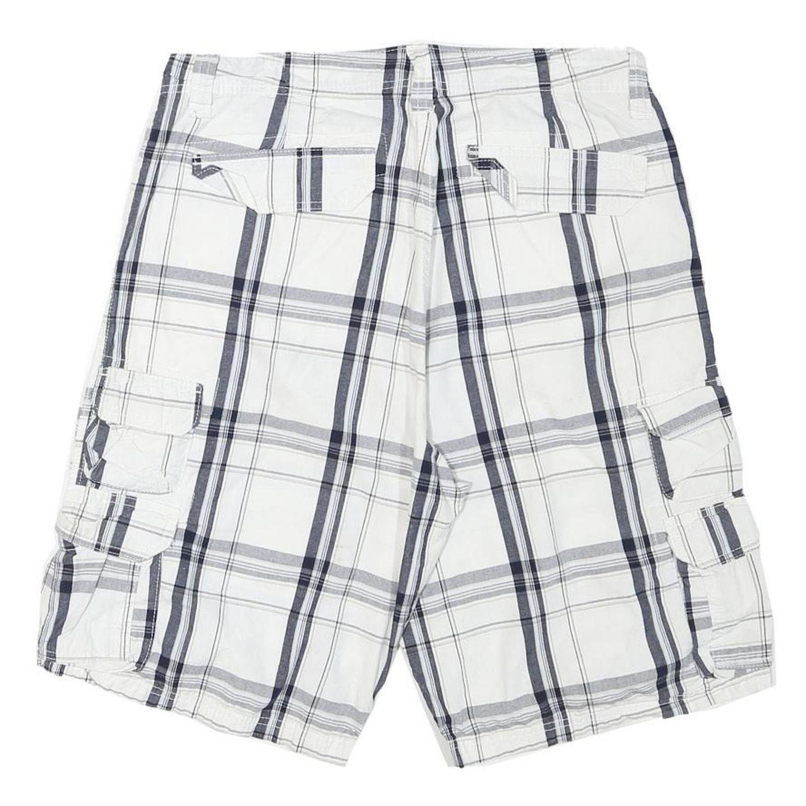 LEE Mens Shorts White & Grey Check Cargo L W33 Comfort Style Pocketed