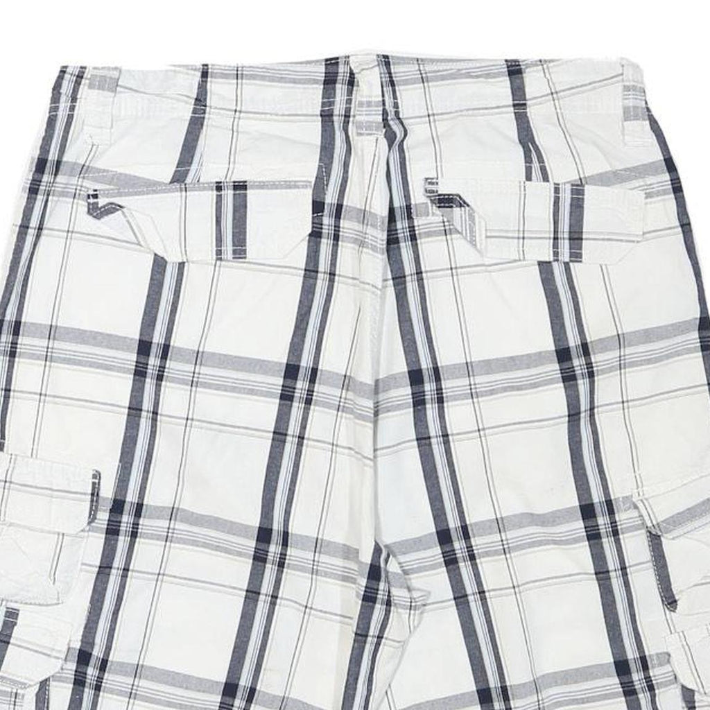 LEE Mens Shorts White & Grey Check Cargo L W33 Comfort Style Pocketed