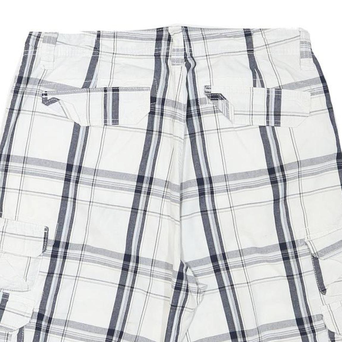 LEE Mens Shorts White & Grey Check Cargo L W33 Comfort Style Pocketed