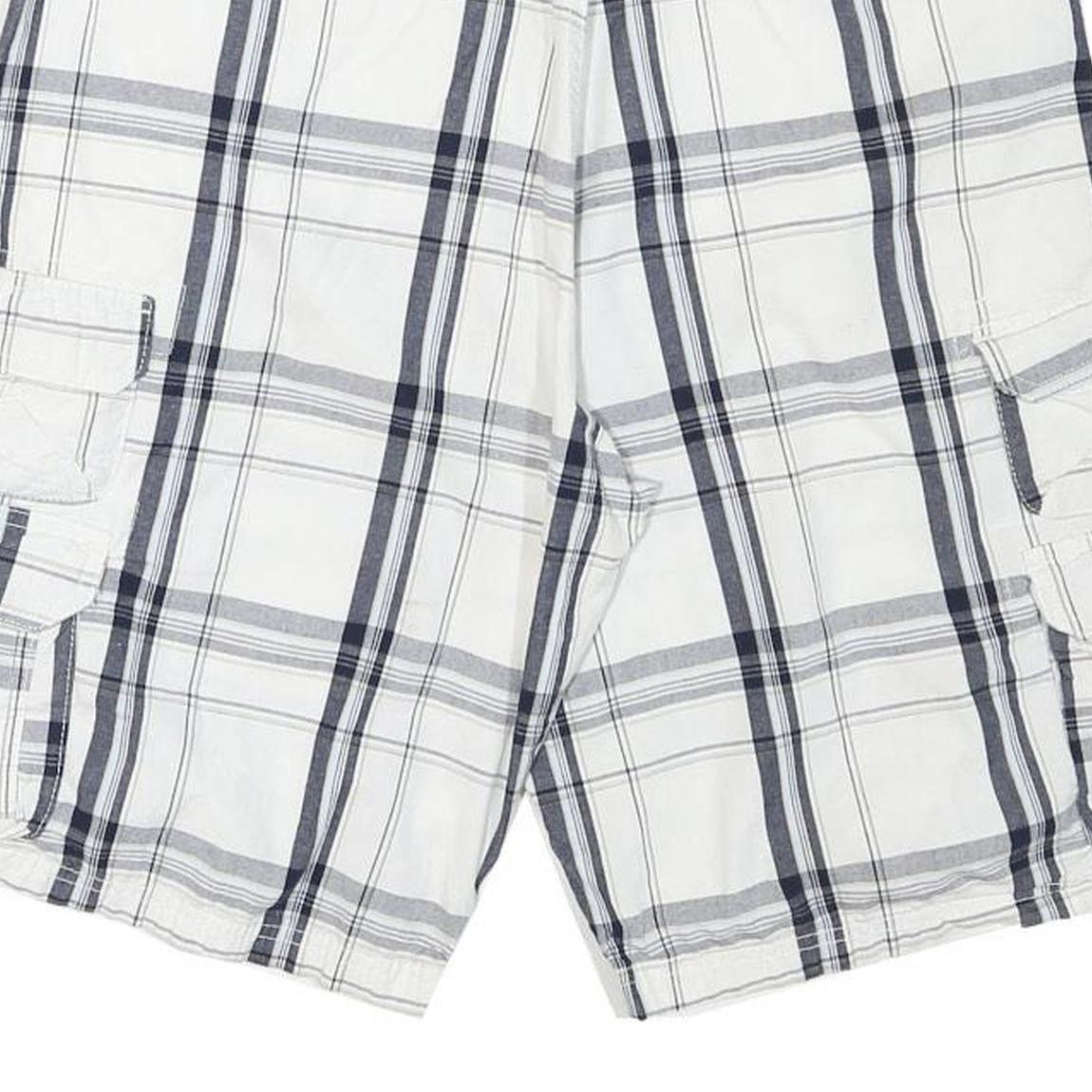 LEE Mens Shorts White & Grey Check Cargo L W33 Comfort Style Pocketed