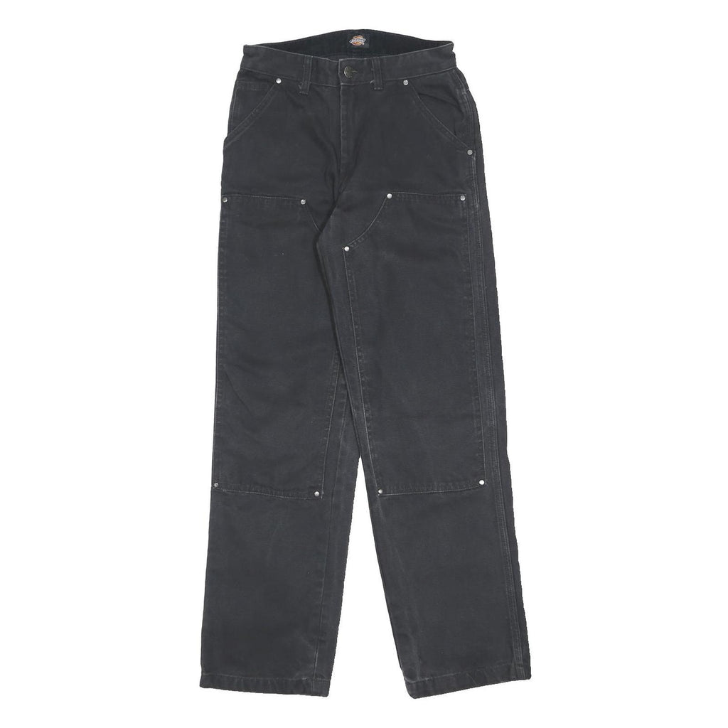 DICKIES Womens Black Cotton Relaxed Straight Trousers W25 L29 Workwear Zip