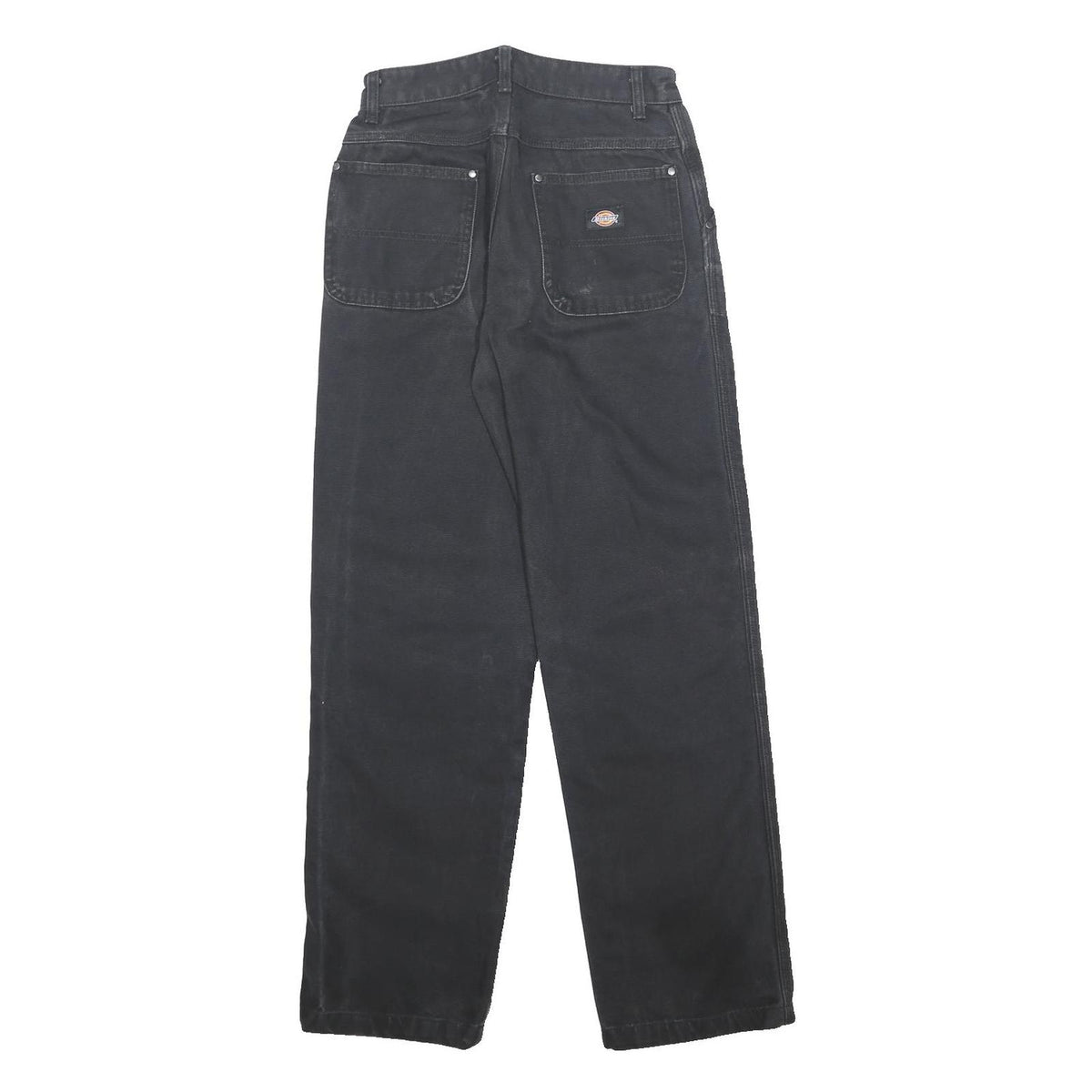 DICKIES Womens Black Cotton Relaxed Straight Trousers W25 L29 Workwear Zip