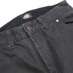 DICKIES Womens Black Cotton Relaxed Straight Trousers W25 L29 Workwear Zip