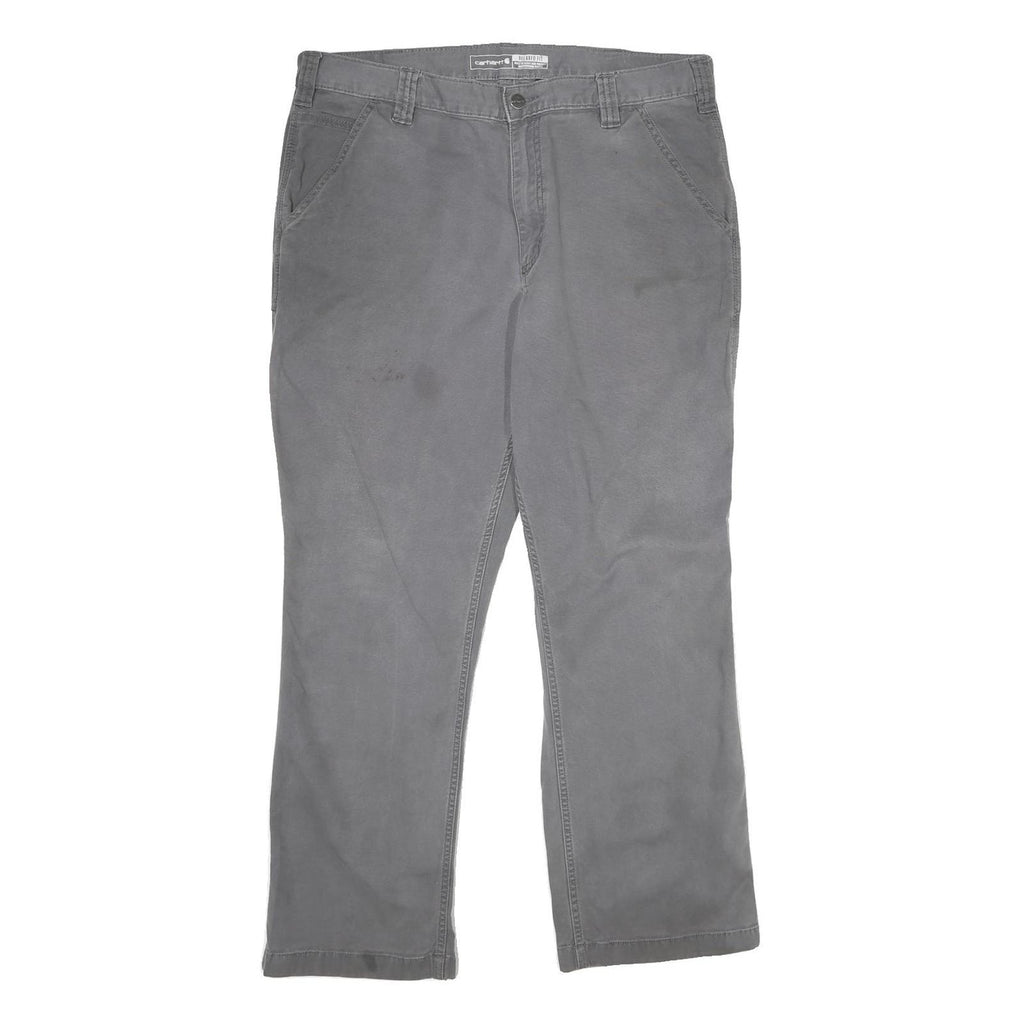 CARHARTT Mens Cotton Blend Grey Relaxed Straight Trousers W36 L30 Workwear