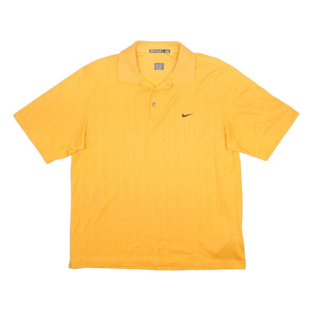 NIKE Mens Yellow Short Sleeve Plain Polo Shirt L Cotton Blend Casual