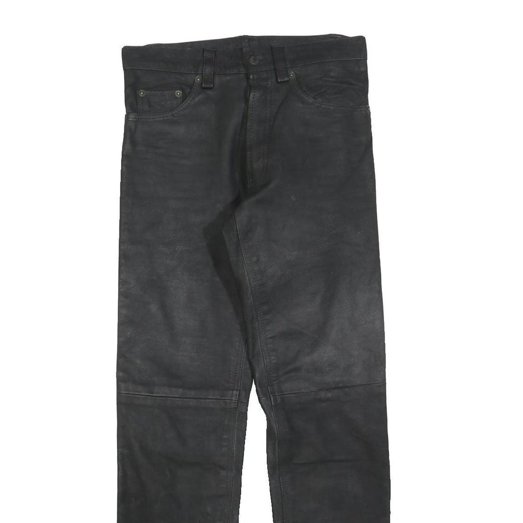 TANGO Womens Leather Black Slim Trousers W28 L32 Button Closure Stylish
