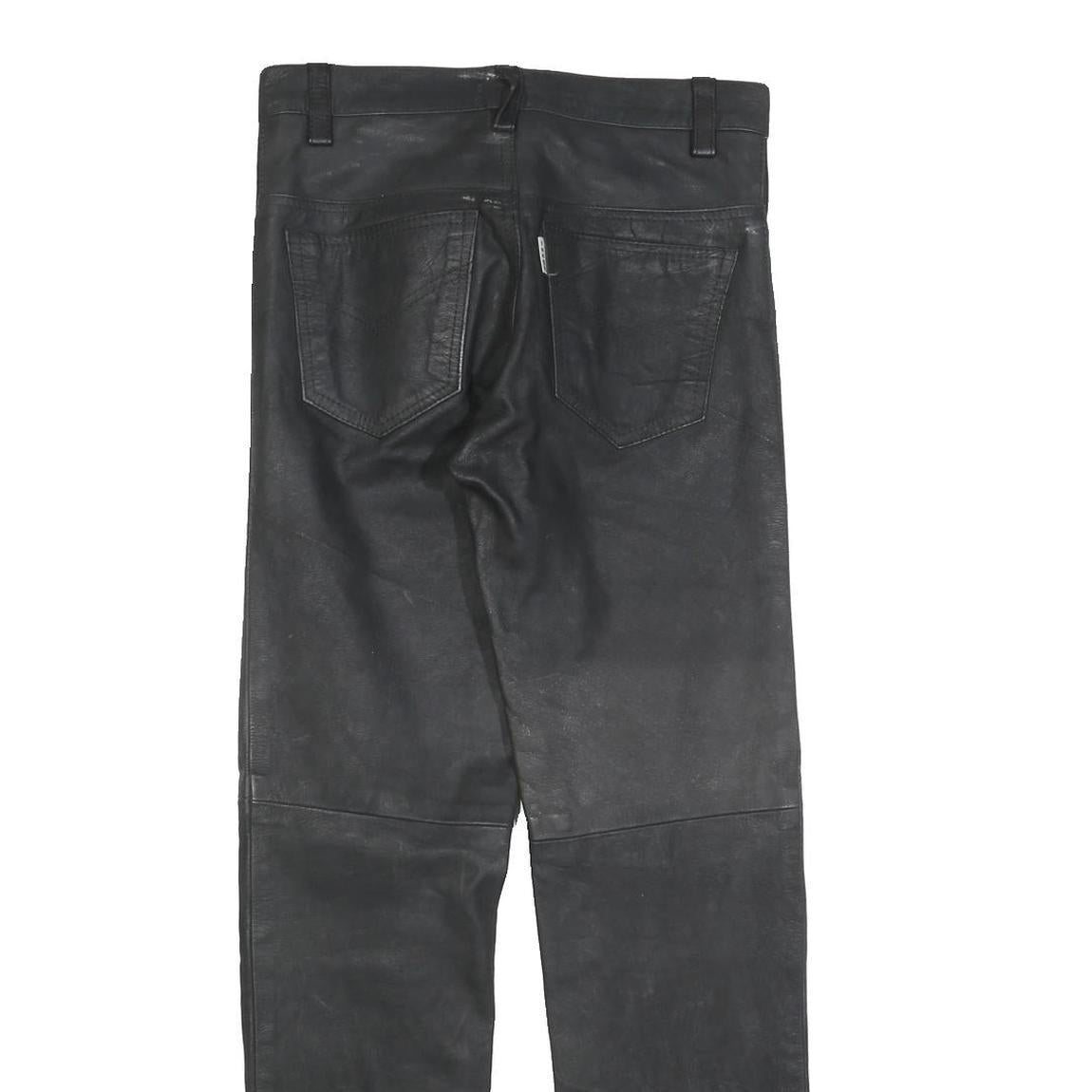 TANGO Womens Leather Black Slim Trousers W28 L32 Button Closure Stylish