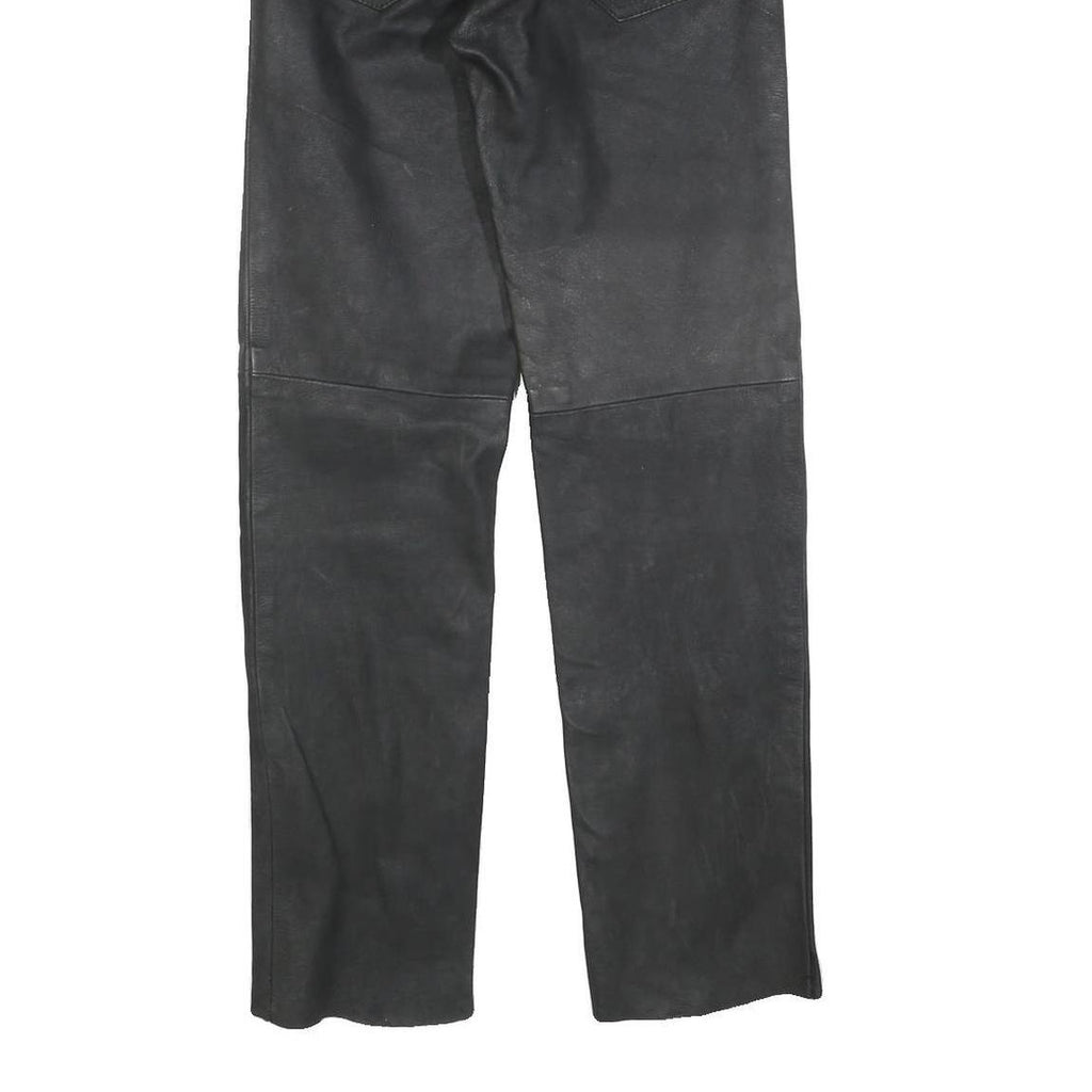 TANGO Womens Leather Black Slim Trousers W28 L32 Button Closure Stylish