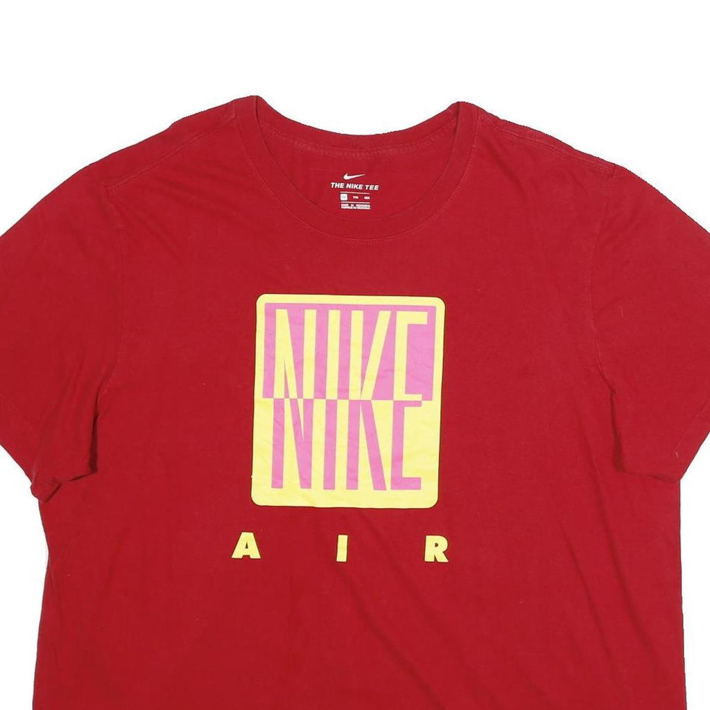 NIKE Mens Red Graphic T-Shirt 2XL Short Sleeve Crew Neck Cotton Comfort