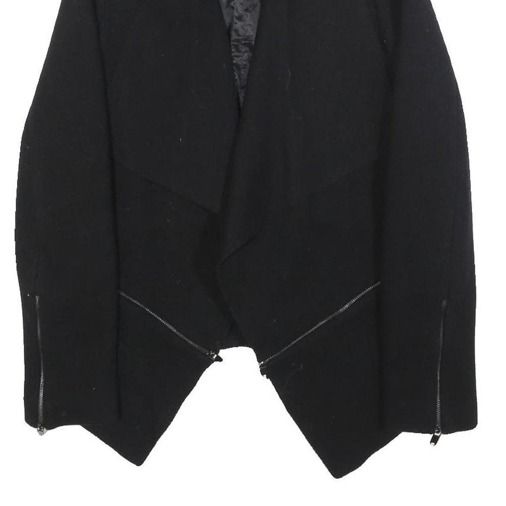 ZARA WOMAN Womens Black Wool Blend Jacket XS Woolblend Asymmetric Hem Zipper