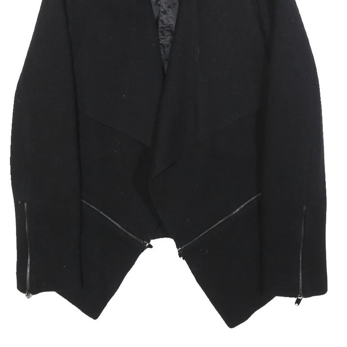 ZARA WOMAN Womens Black Wool Blend Jacket XS Woolblend Asymmetric Hem Zipper