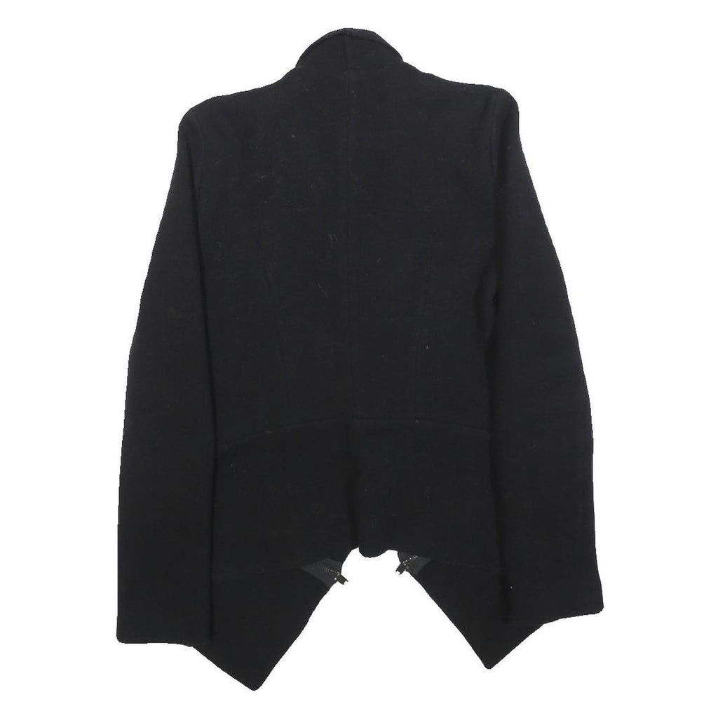 ZARA WOMAN Womens Black Wool Blend Jacket XS Woolblend Asymmetric Hem Zipper