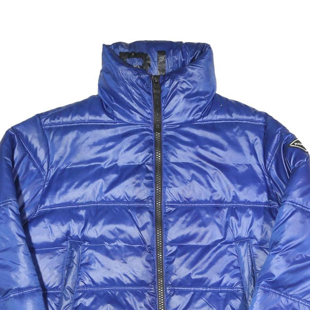 REPLAY Mens Blue Bomber Jacket S Polyester Blend Puffer Zip Up Padded