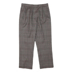 Womens Wool Blend Grey Check Regular Fit Straight Leg Trousers W28 L24 Classic