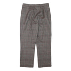 Womens Wool Blend Grey Check Regular Fit Straight Leg Trousers W28 L24 Classic