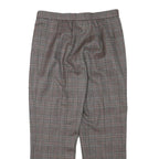 Womens Wool Blend Grey Check Regular Fit Straight Leg Trousers W28 L24 Classic