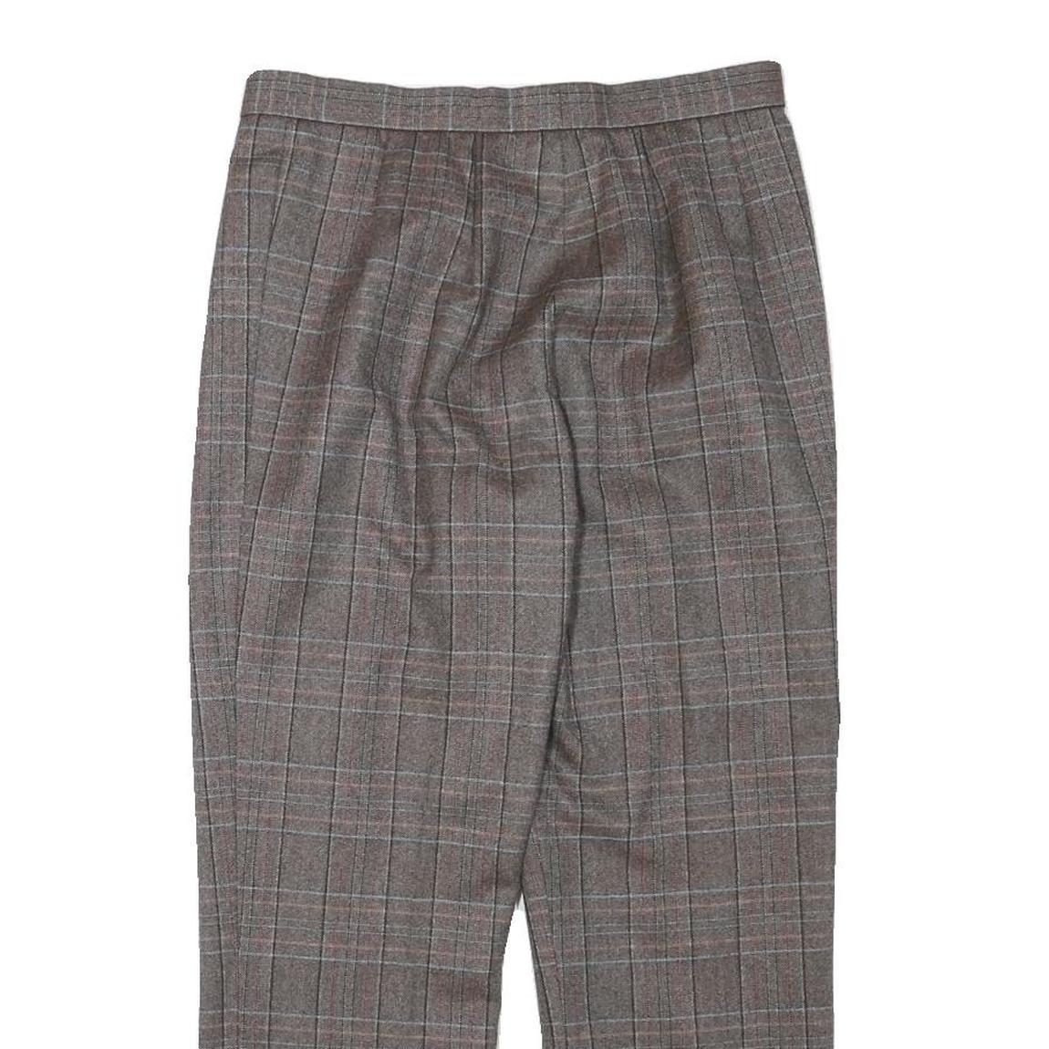 Womens Wool Blend Grey Check Regular Fit Straight Leg Trousers W28 L24 Classic