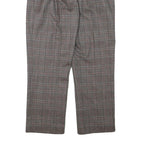 Womens Wool Blend Grey Check Regular Fit Straight Leg Trousers W28 L24 Classic