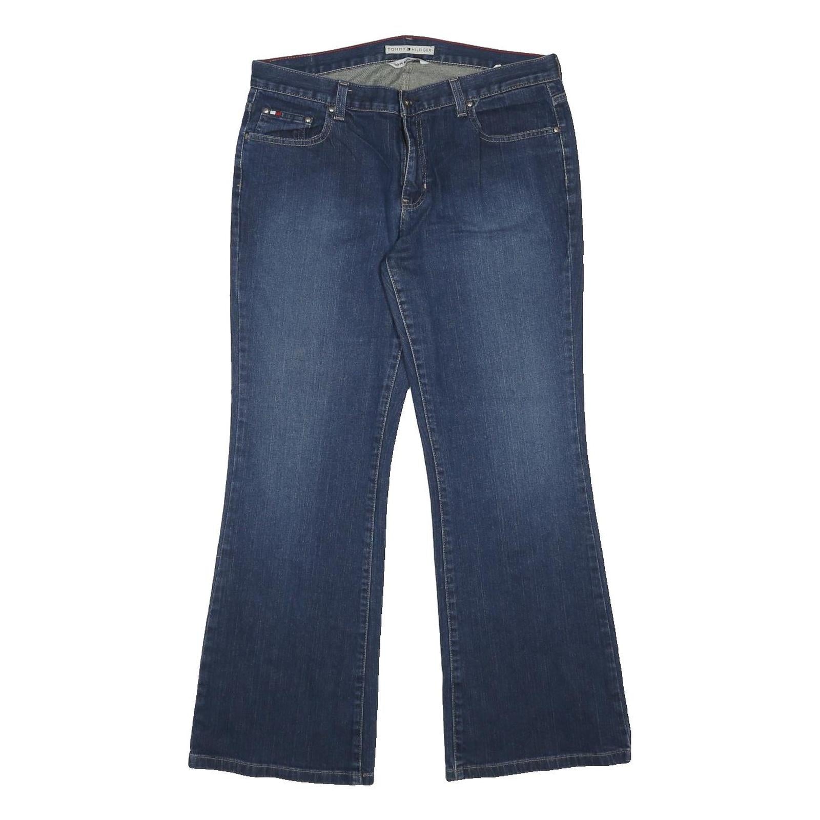 TOMMY HILFIGER Womens Jeans Blue Loose Flared Denim Medium W34 L30 Button