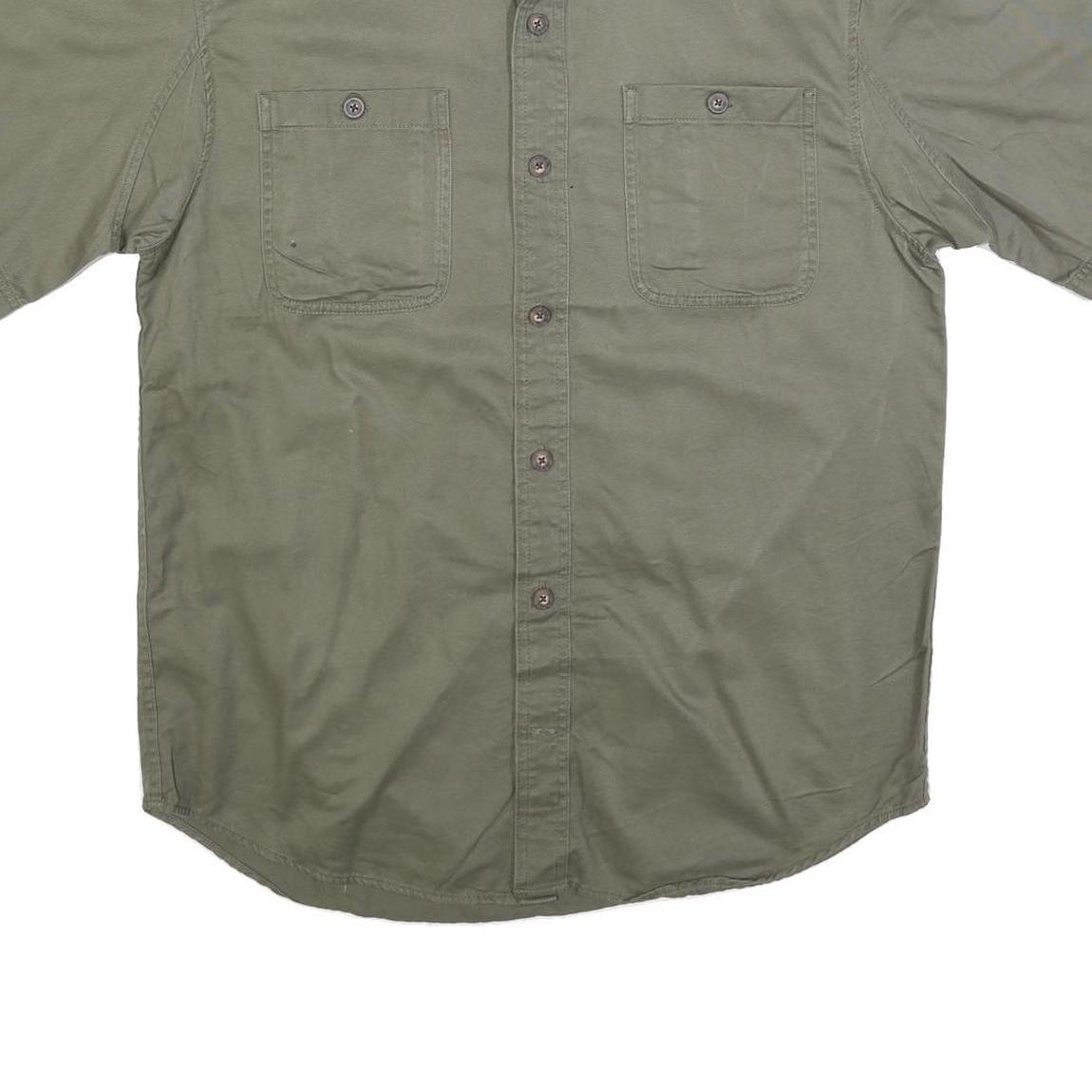 DULUTH Mens Green Casual Shirt M Cotton Blend Short Sleeve Button Pockets