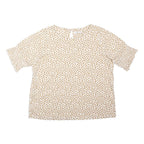 TU Womens Beige Printed Top Short Sleeve Round Neck UK 14 Cotton Blend