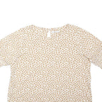 TU Womens Beige Printed Top Short Sleeve Round Neck UK 14 Cotton Blend