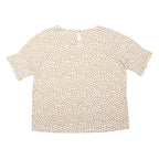 TU Womens Beige Printed Top Short Sleeve Round Neck UK 14 Cotton Blend