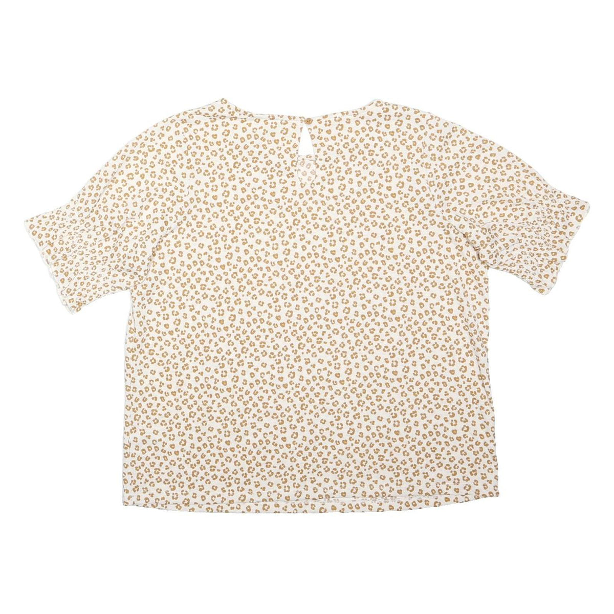 TU Womens Beige Printed Top Short Sleeve Round Neck UK 14 Cotton Blend