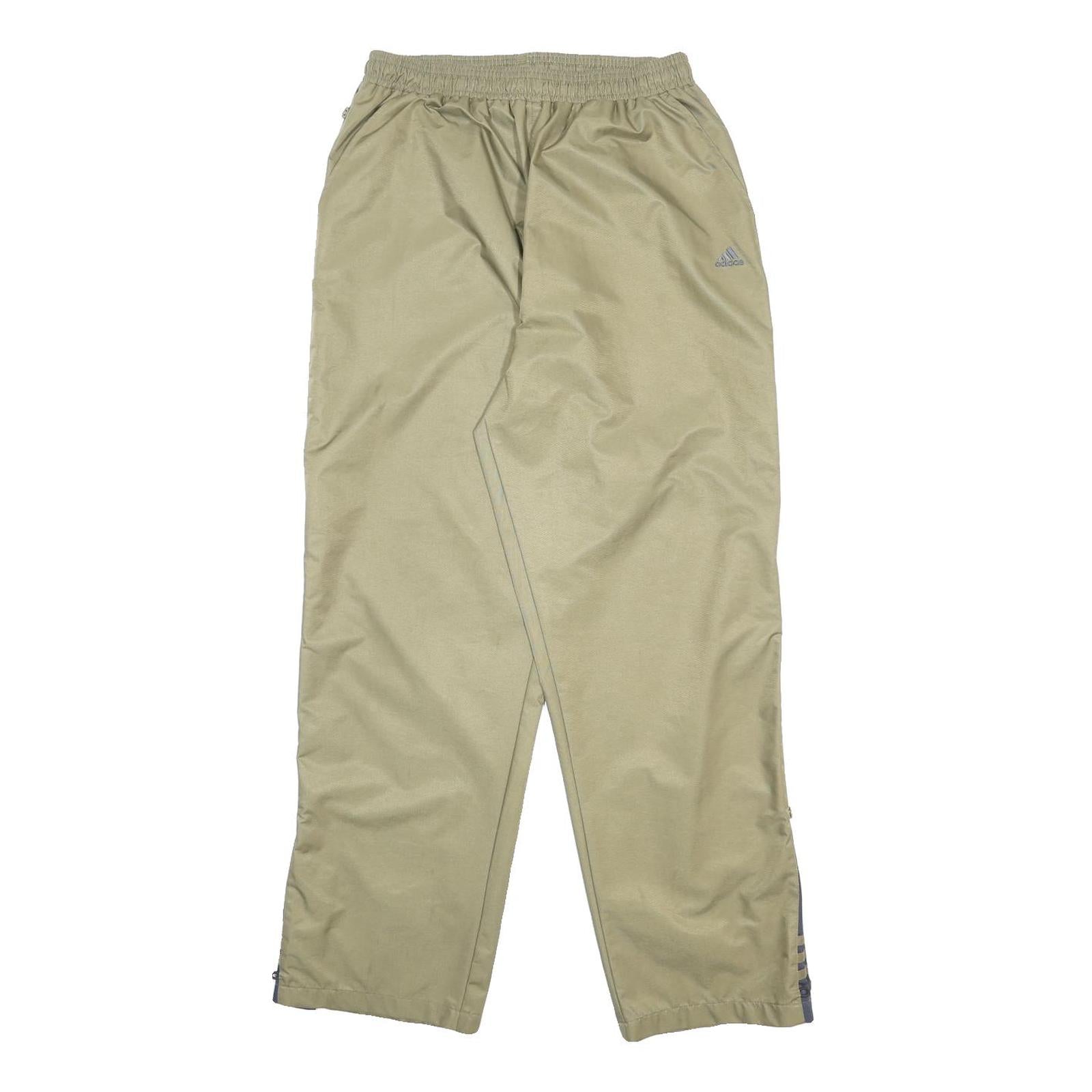 ADIDAS Mens Joggers Beige L W28 L30 Nylon Relaxed Straight Zip Track Pants