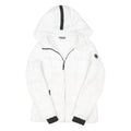 NAUTICA Womens White Hooded Quilted Jacket L Polyester Blend Zip Clean Design