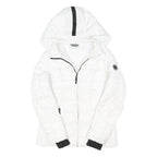 NAUTICA Womens White Hooded Quilted Jacket L Polyester Blend Zip Clean Design