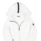 NAUTICA Womens White Hooded Quilted Jacket L Polyester Blend Zip Clean Design
