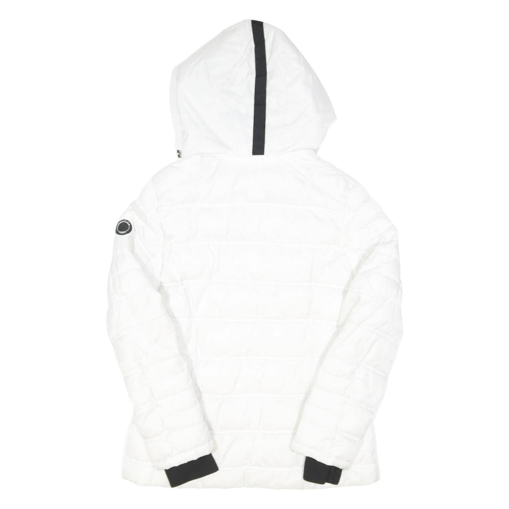 NAUTICA Womens White Hooded Quilted Jacket L Polyester Blend Zip Clean Design