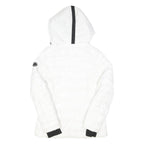 NAUTICA Womens White Hooded Quilted Jacket L Polyester Blend Zip Clean Design