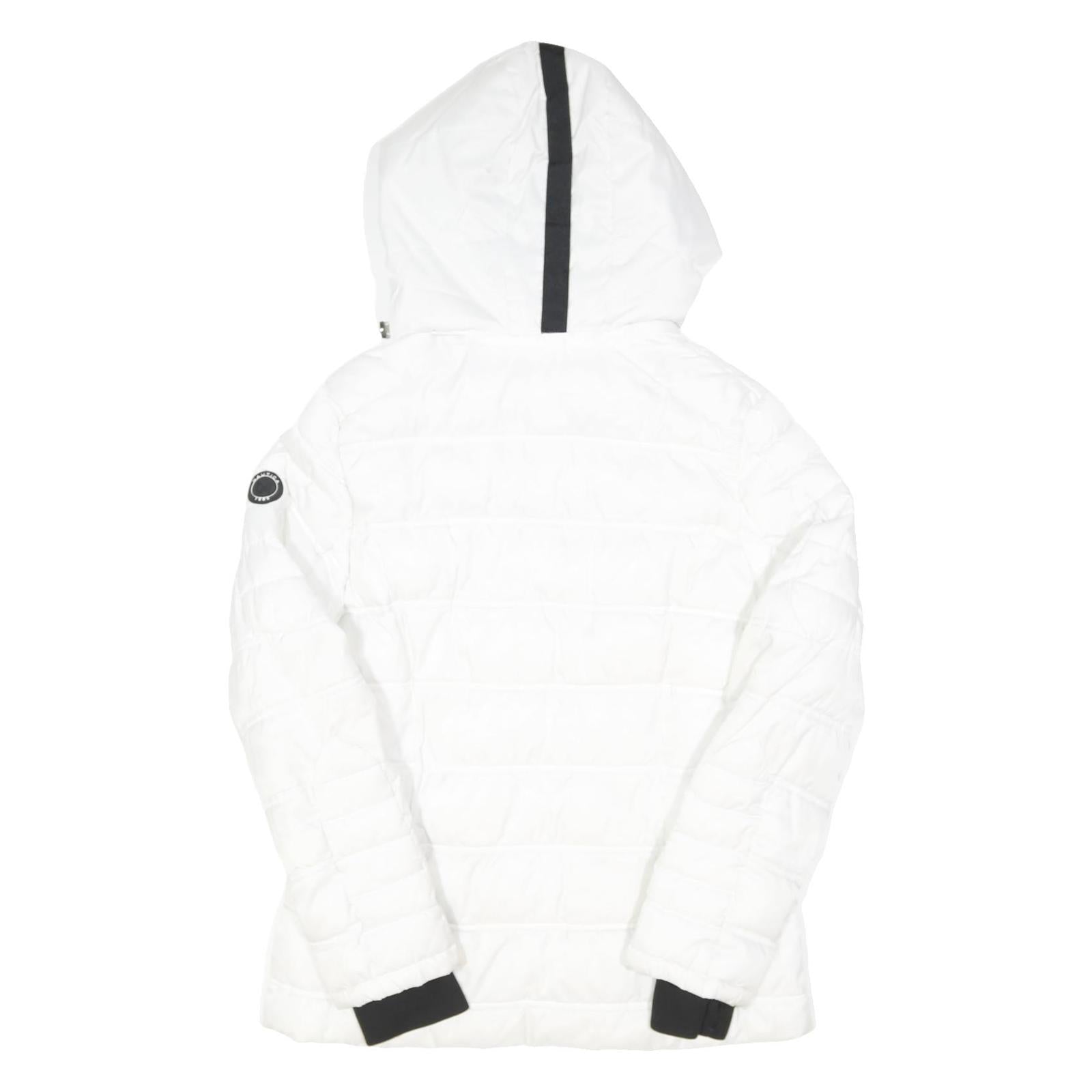 NAUTICA Womens White Hooded Quilted Jacket L Polyester Blend Zip Clean Design