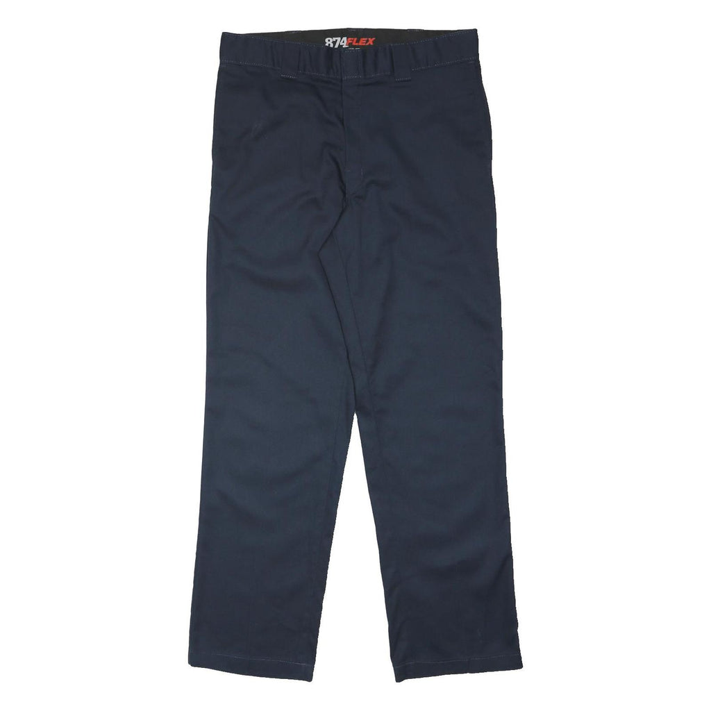 DICKIES Mens Navy Blue Polyester Blend Regular Fit Straight Leg Trousers W34 L32