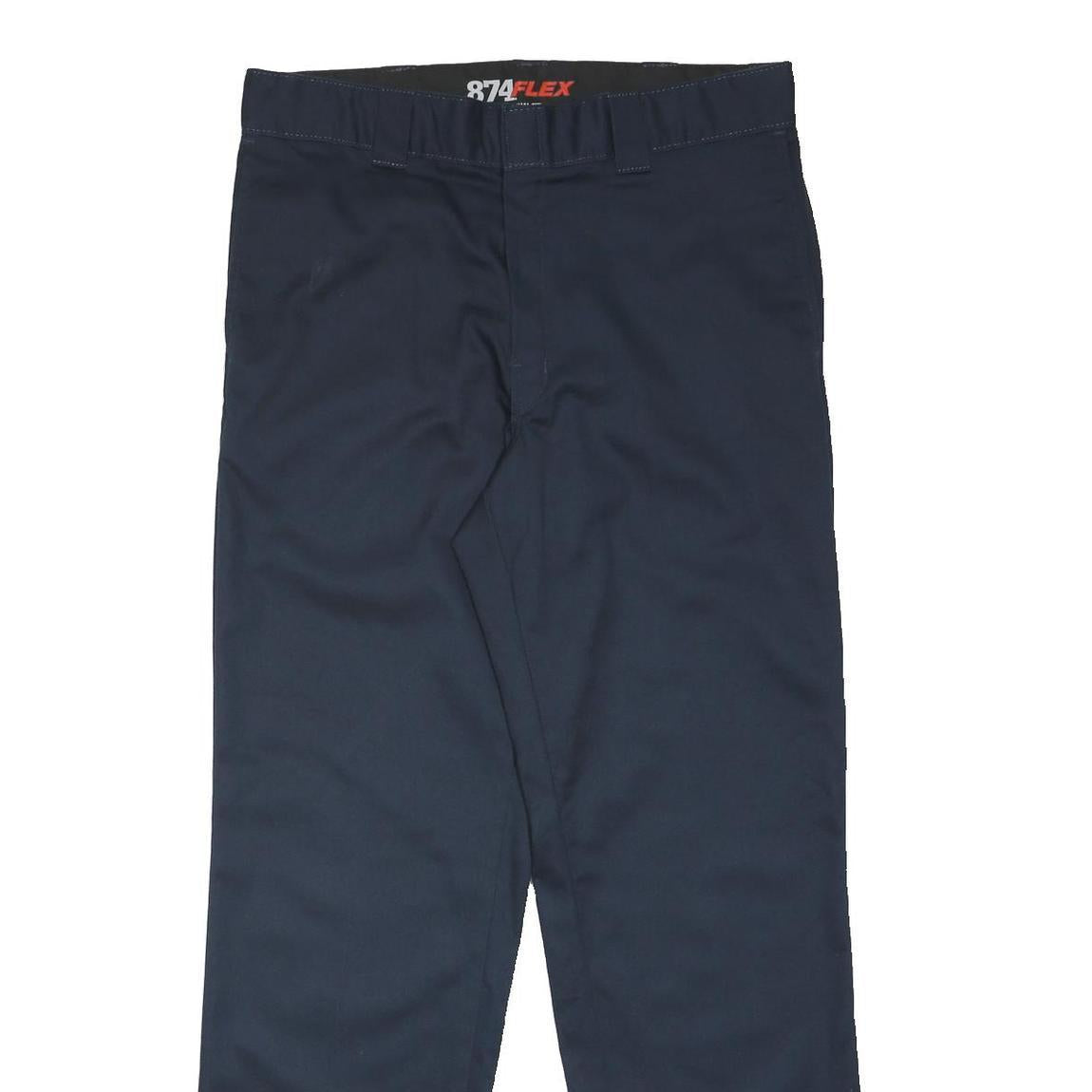 DICKIES Mens Navy Blue Polyester Blend Regular Fit Straight Leg Trousers W34 L32
