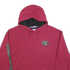 CHAMPION Mens Maroon Hoodie XL Camo Print Logo Pullover Casual Cotton Blend