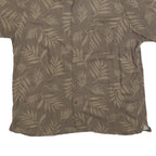 JOHN ASHFORD Mens Brown Leaf Pattern Rayon Shirt L Casual Summer Relaxed Fit
