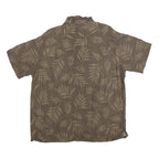 JOHN ASHFORD Mens Brown Leaf Pattern Rayon Shirt L Casual Summer Relaxed Fit